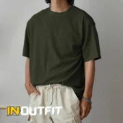 Premium Rib Fabric Drop Shoulder-Olive