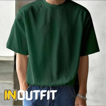 Premium Rib Fabric Drop Shoulder-Green