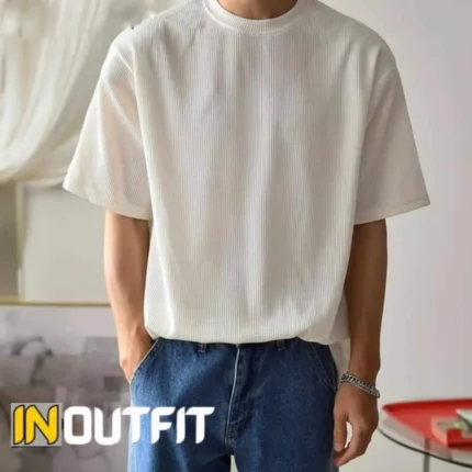 Premium Rib Fabric Drop Shoulder-White