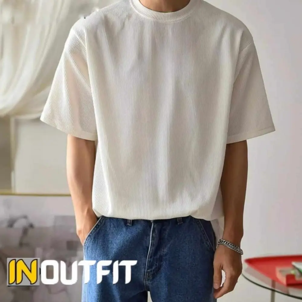 Premium Rib Fabric Drop Shoulder-White