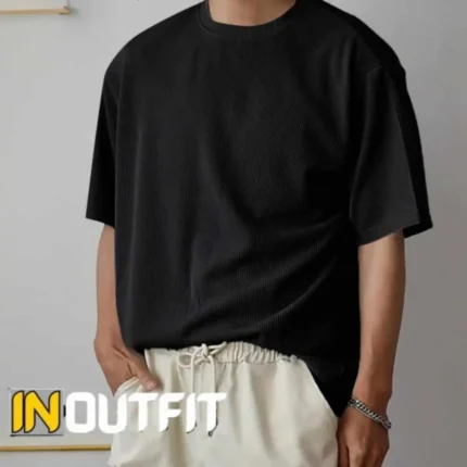 Premium Rib Fabric Drop Shoulder-Black