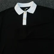 Premium Full Sleeve Polo Shirt-Black - Image 2