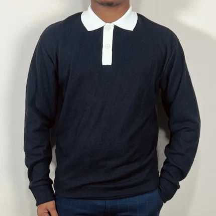 Premium Full Sleeve Polo Shirt-Black