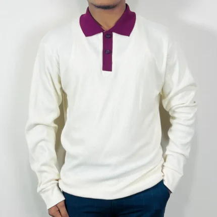Premium Full Sleeve Polo Shirt-Cream