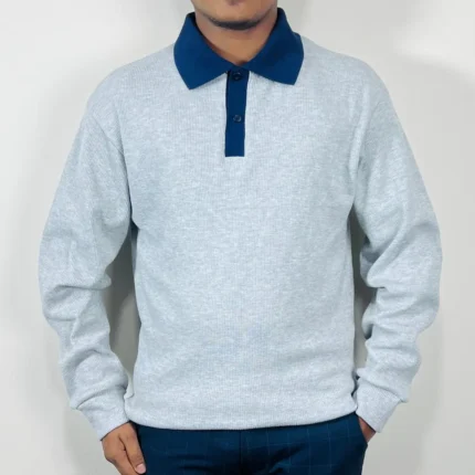 Premium Full Sleeve Polo Shirt-Ash